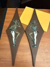 Burwood Products Harlequin Wall Hangings, Mid Century Jester Wall Plaques 22.5 picture