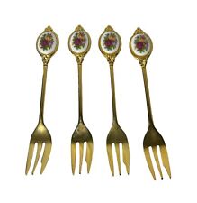 Royal Albert Old Country Roses Gold Plated Set Of 4 Cake / Cocktail  Forks picture