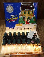 VTG GE STRING ALONG CLEAR 30 C9 Christmas LIGHTS -IN/OUTDOOR GREEN WIRE TESTED picture