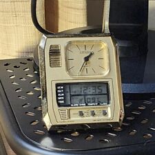 Vintage CITIZEN Quartz Thermo Sensor Travel Alarm Clock in Box w/Sleeve  picture