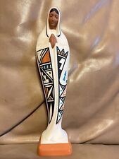 Navajo Virgin Mary Figurine Madonna Southwest Hand Painted Signed Vintage picture