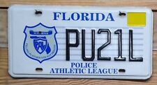 Florida Police Athletic League Expired License Plate ~ PU21L ~ Embossed picture