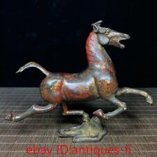 6.2”Chinese Antique Copper Clay and Gold Horse Treading Swallow Pendant picture