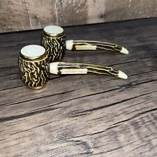 Vintage Faux Wood Pipes Plastic Salt Pepper Shakers From Niagara Falls picture