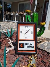 Vintage DITCH WITCH Hanover Quartz Wall Clock Reverse Painted Glass Black Frame picture