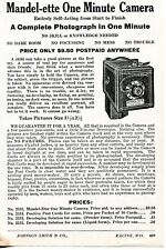 1926 small PRINT AD of Mandel-ette One Minute Camera  picture