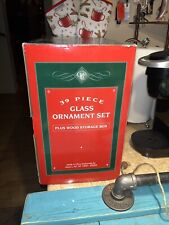 2005 Macy's Holiday Lane 39-piece Glass Christmas Ornament Set Plus Wood Box New picture