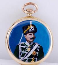 WWI German Pocket Watch-Union Horlogere Alpina 18k Gold Enamel Kaiser Wilhelm II picture
