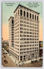 1907-1912~Spokane Washington WA~National Bank Building~Downtown~Antique Postcard picture