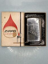 Vintage 1972 Chrome Slim Zippo Lighter Personalized Jeanne Love Ron picture