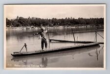 RPPC-Malay Casting Fishing Net, Antique, Vintage Postcard picture
