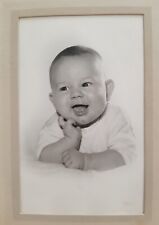 Vintage Baby Boy Photo Black & White Portrait 1950s Folding Cardboard Frame picture