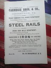 1881 Print Ad CARNEGIE BROTHERS & COMPANY Union Iron Mills Edgar Thompson Steel picture