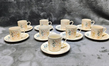 Vintage Budlet Fine China Demitasse 9 Cups & 9 Saucer Set Ivory with Flowers picture