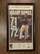 Record Breaker Barry Bonds 71 And 72 Homeruns Newspaper Cover October 6, 2001 picture
