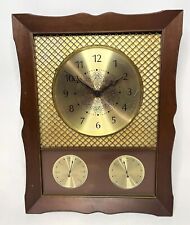 Vintage Westclox Nocord Wall Clock With Temperature & Humidity Brass/Wood Works picture