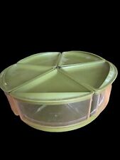 Vintage Rubbermaid Green Lazy Susan Witn 5 Pie Shaped Containers With Lids picture