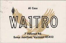 amateur ham radio QSL postcard WA1TRO Al Cass 1977 Essex Junction Vermont picture