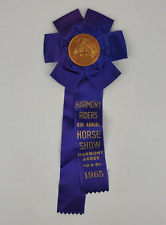 Vintage 1965 Harmony Riders 8th Annual HORSE SHOW Harmony Acres PURPLE RIBBON picture