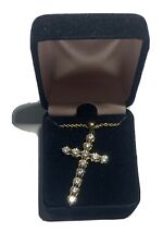 Milor Italy 925 Sterling W Gold Tone Necklace W/ Rhinestone Cross picture
