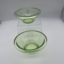 Hemingway Glass Green vaseline glass or uranium glass bowls set of 2, small 7