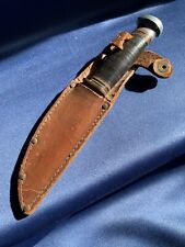 VINTAGE  BOY SCOUT BSA  LEATHER SHEATH & MARBLES GLADSTONE HUNTING KNIFE- USED picture