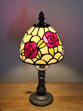Vintage Tiffany Style Stained Glass Small Accent Table Lamp 12” picture