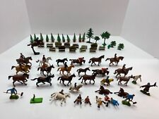 VINTAGE BRITAINS LTD SET OF HORSES WITH RIDERS & HURDLES jumps trees lot picture
