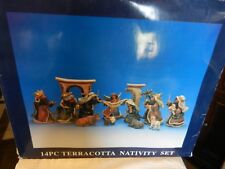 14 Piece Painted Terracotta Nativity Figurine Set #6299093 picture