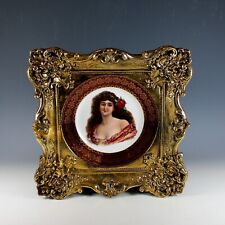 Vintage Signed Austrian Portrait Plate with Ornate Frame B picture