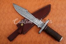 Custom Blade Hand forged Damascus Steel BOWIE with Micarta Grip & Damascus Guar picture