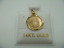 14K Yellow Gold Religious Our Lady of Charity Pendant Caridad del Cobre 10.7 mm picture