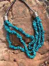 Navajo 3 Strand Turquoise Nugget Necklace Native American 24 inches picture