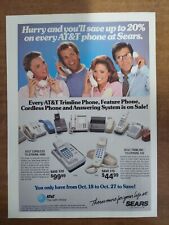 Sears 1987 Vintage Print Ad AT&T Trimline Phones Answering Systems Sale picture