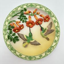 Treasures of the Sky RUBY-THROATED WITH TRUMPET CREEPER RUFOUS 3D Plate picture