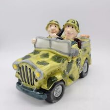 RARE Green Camo Camouflage Military Jeep Car With Men Cookie Jar  picture