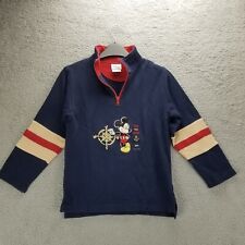 Vintage Disney Mickey Sweater Youth 7-8 Blue Sailing Pullover Logo Quarter Zip  picture