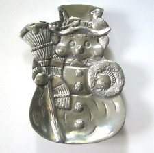 Sonoma Home Goods Holiday Christmas Cast Aluminum Metal Polished Snowman Tray picture