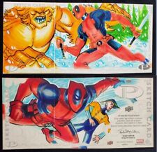 Deadpool 2012 Premier 3 Panel Marvel Sketch Card by Dana Black X-Men Triple picture