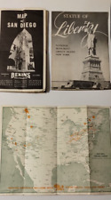Collection Of 3 Vintage Maps San Diego Bekins Statue Of Liberty & United States picture