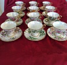 Ucagco Flower Of The Month Complete Set 12 Teacup Saucer Lusterware picture