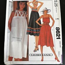Vintage 1980s McCalls 8621 Leon Max Strappy Sun Dress Sewing Pattern Small UNCUT picture