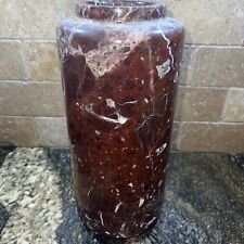 Vintage Large Red Marble Vase Heavy 12” Tall RARE  16 Lbs BEAUTIFUL PIECE picture