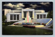 Linen Joel Hurt Memorial Fountain & Auditorium At Night Atlanta GA Postcard picture