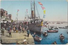 1909 TURKEY CONSTANTINOPLE THE GALATA QUAY.20 Pa FROM PERA TO SWITZERLAND  picture