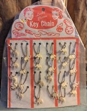 NOS 50s 60s Elephant Vintage Lucky Charm Display Plastic 24 Keychains  picture