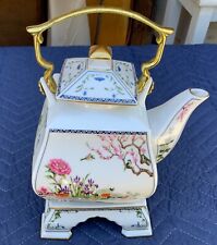 Franklin Mint Birds and Flowers of the Orient Teapot with Ceramic Stand, 1986 picture