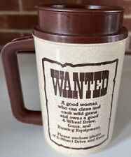 VTG 22oz THERMO Hot/Cold Travel Mug Lid  Whitley Industries Wanted Woman Quote picture