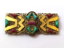 Vintage Czech Glass Belt Buckle in Brass, 1920's, Vintage Belts and Jewelry picture