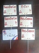 French vintage signs from the supermarket. Sale of meat products. 1950s F picture